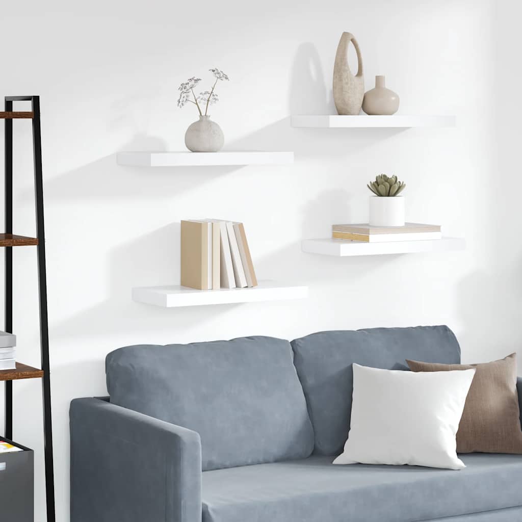 Floating Wall Shelves 4 pcs White 50x23x3.8 cm MDF