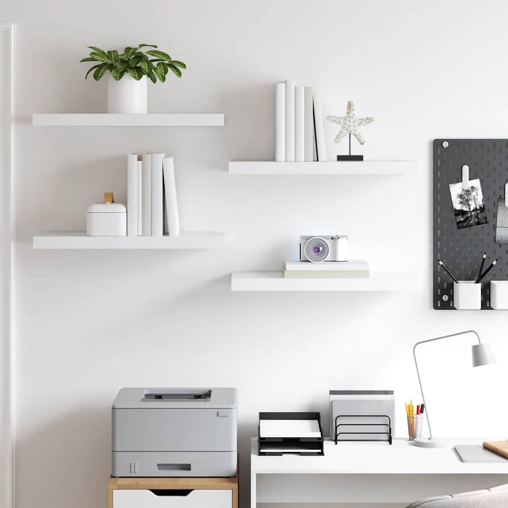 Floating Wall Shelves 4 pcs White 60x23.5x3.8 cm MDF