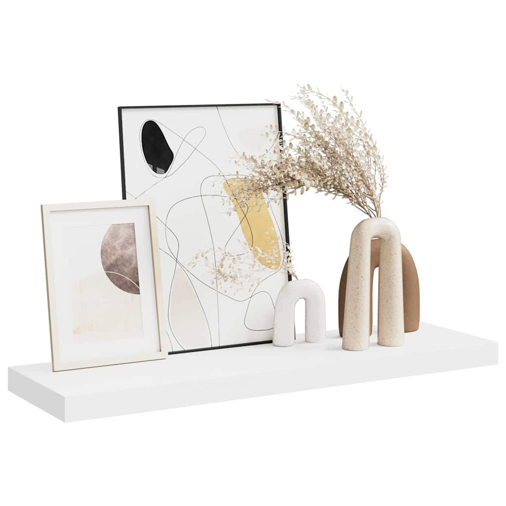 Floating Wall Shelf White 80x23.5x3.8 cm MDF