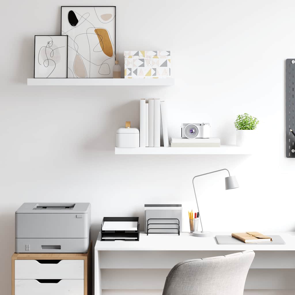 Floating Wall Shelves 2 pcs White 80x23.5x3.8 cm MDF