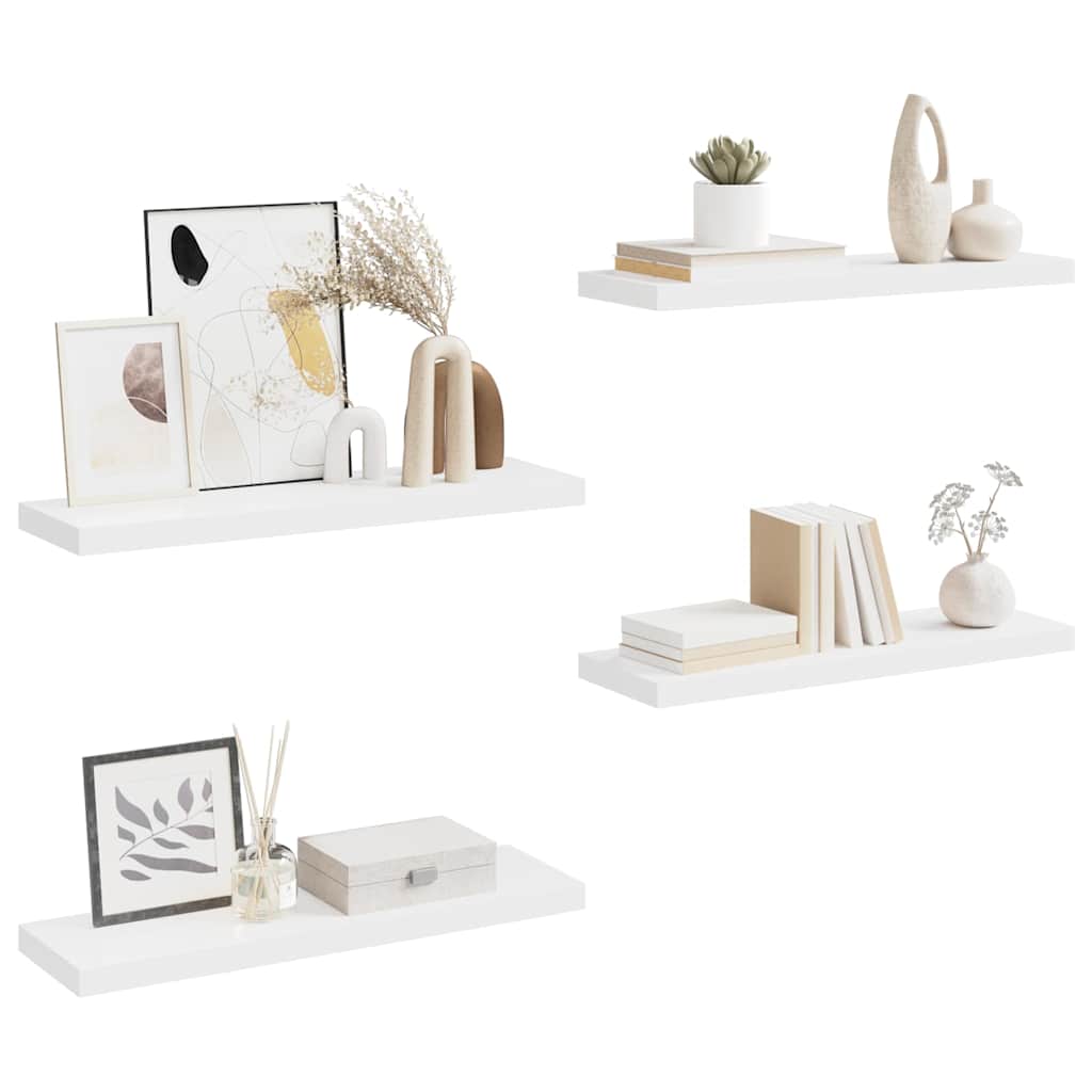 Floating Wall Shelves 4 pcs White 80x23.5x3.8 cm MDF
