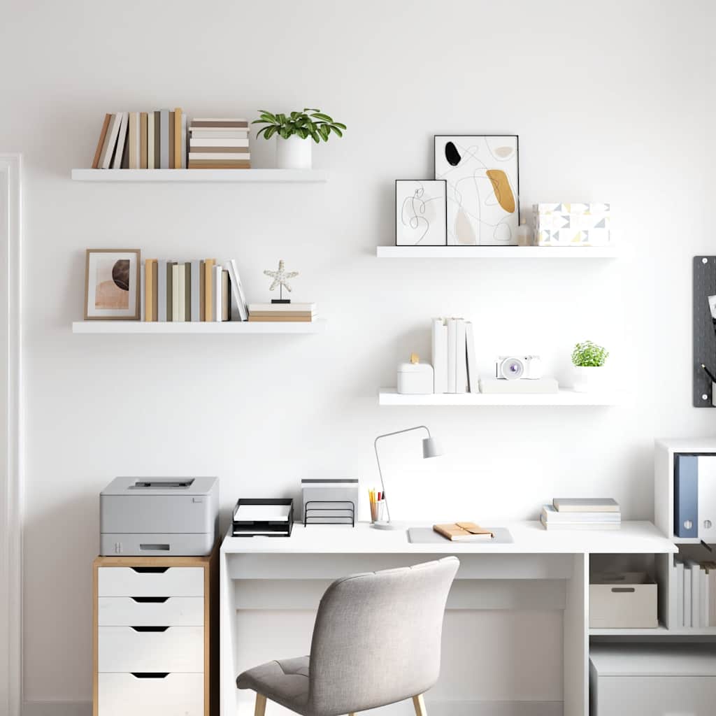 Floating Wall Shelves 4 pcs White 90x23.5x3.8 cm MDF