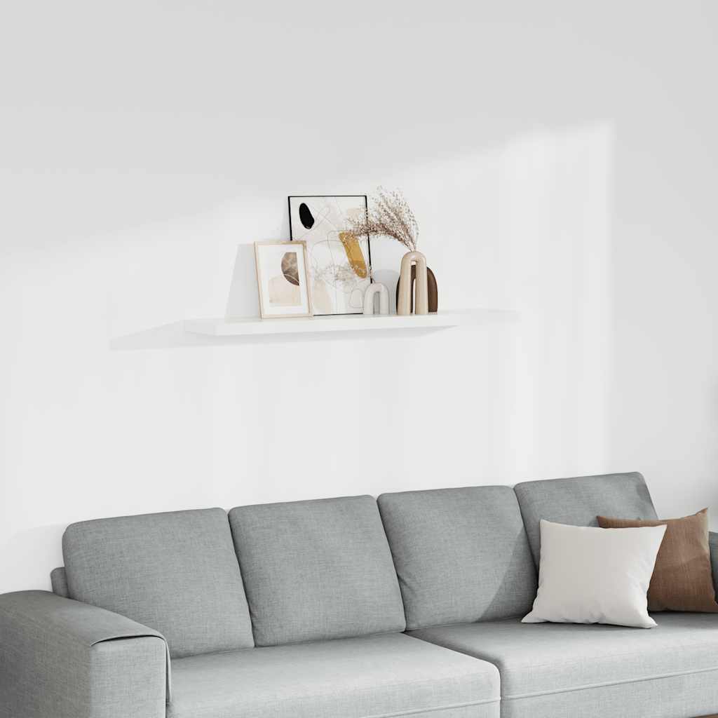 Floating Wall Shelf White 120x23.5x3.8 cm MDF