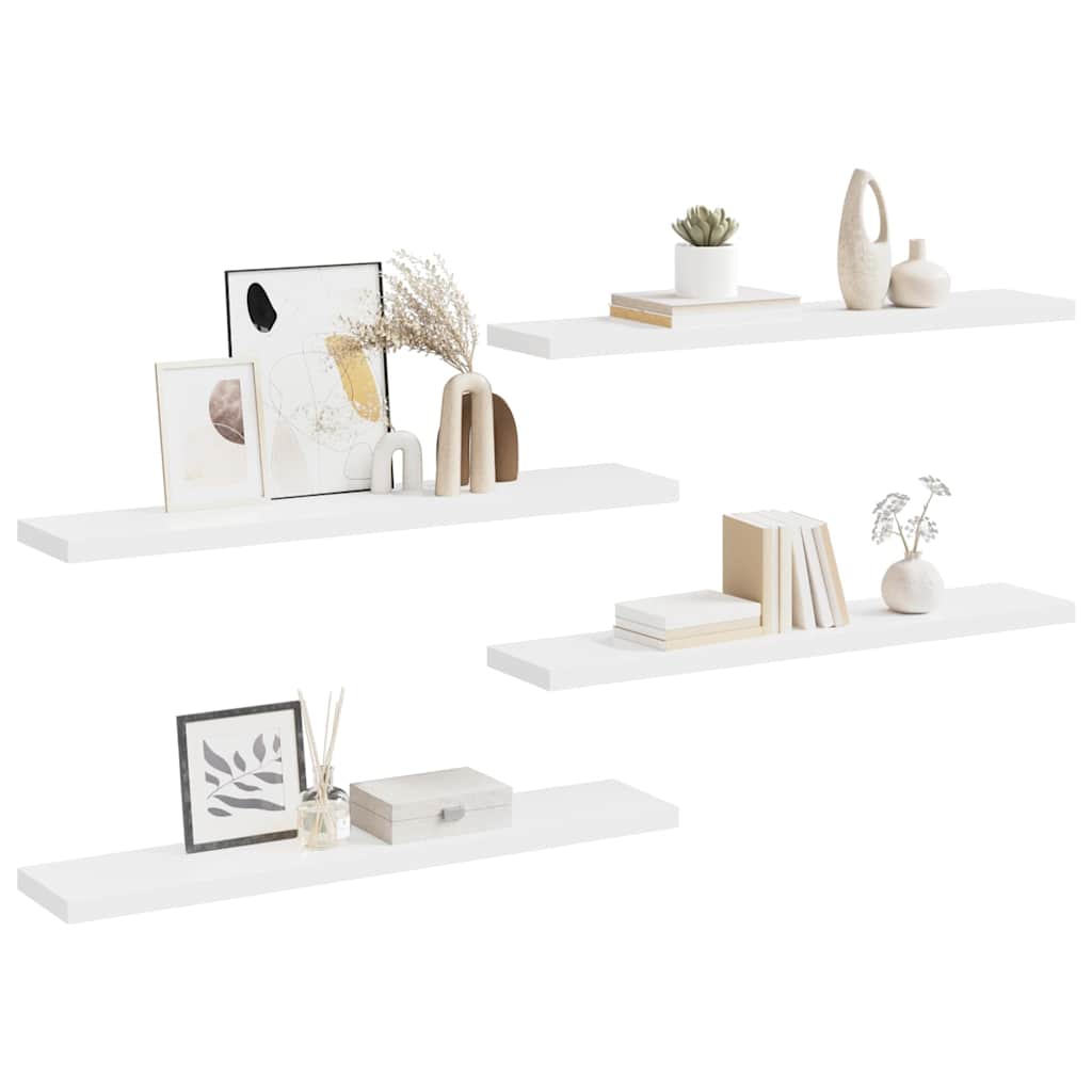Floating Wall Shelves 4 pcs White 120x23.5x3.8 cm MDF