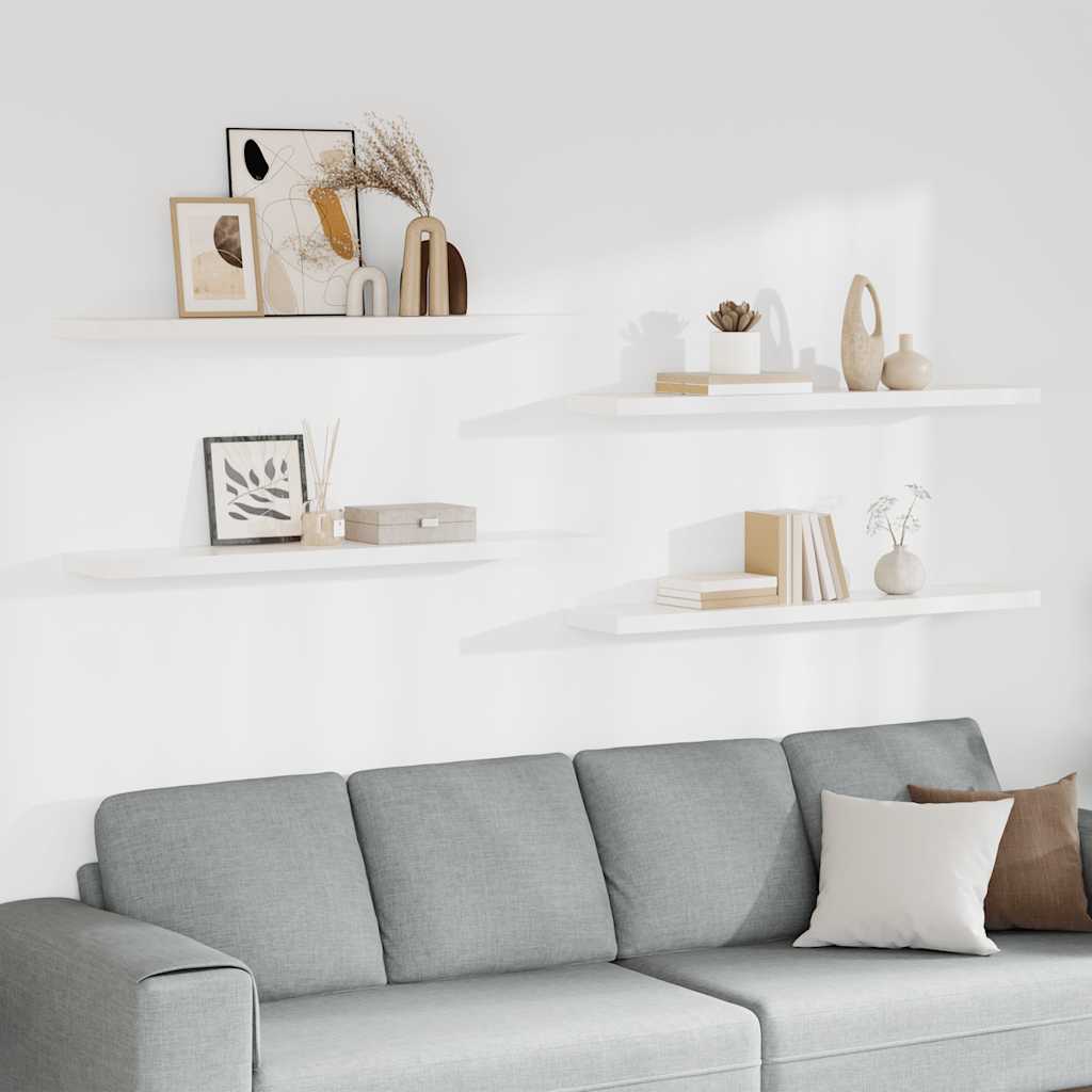 Floating Wall Shelves 4 pcs White 120x23.5x3.8 cm MDF