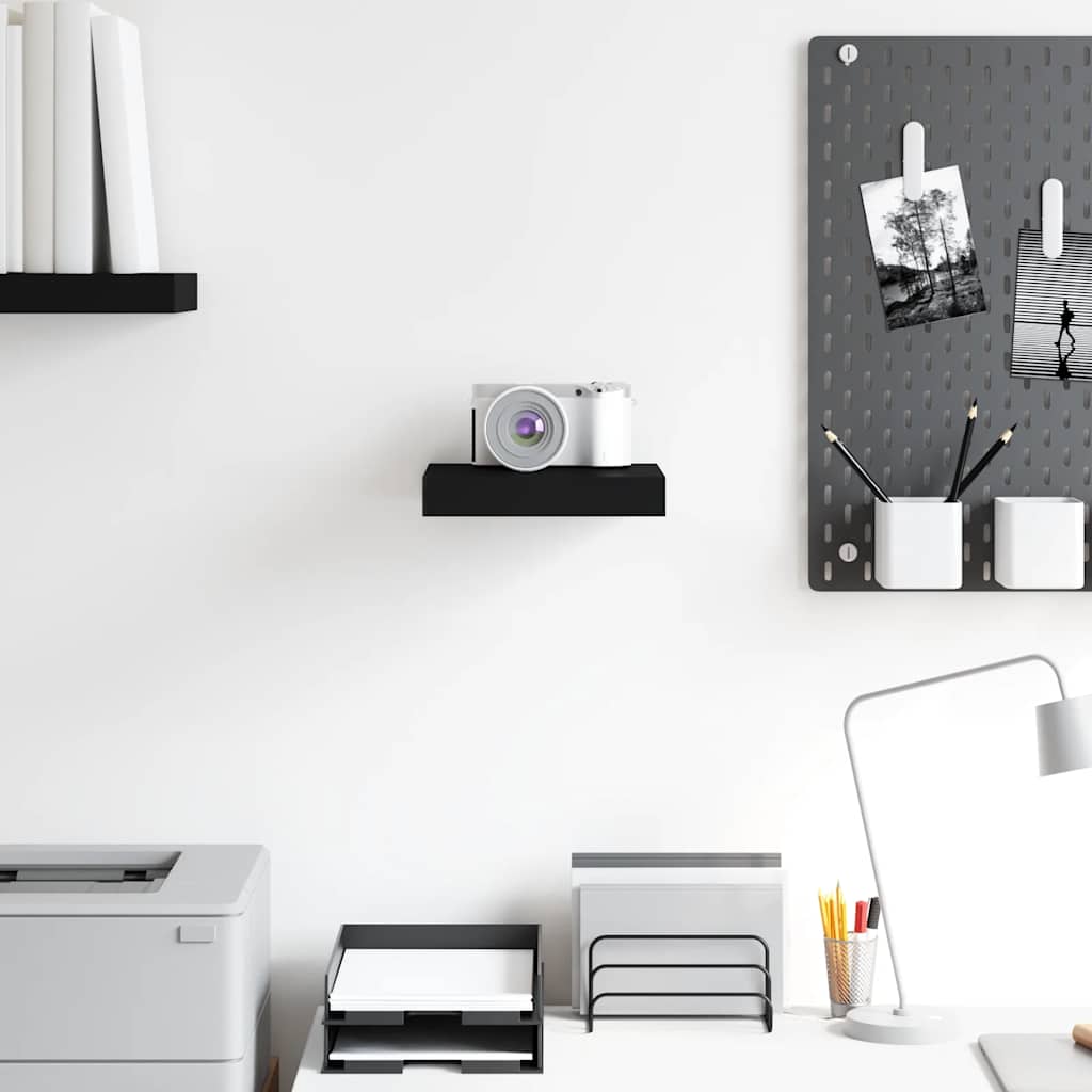 Floating Wall Shelf Black 23x23.5x3.8 cm MDF