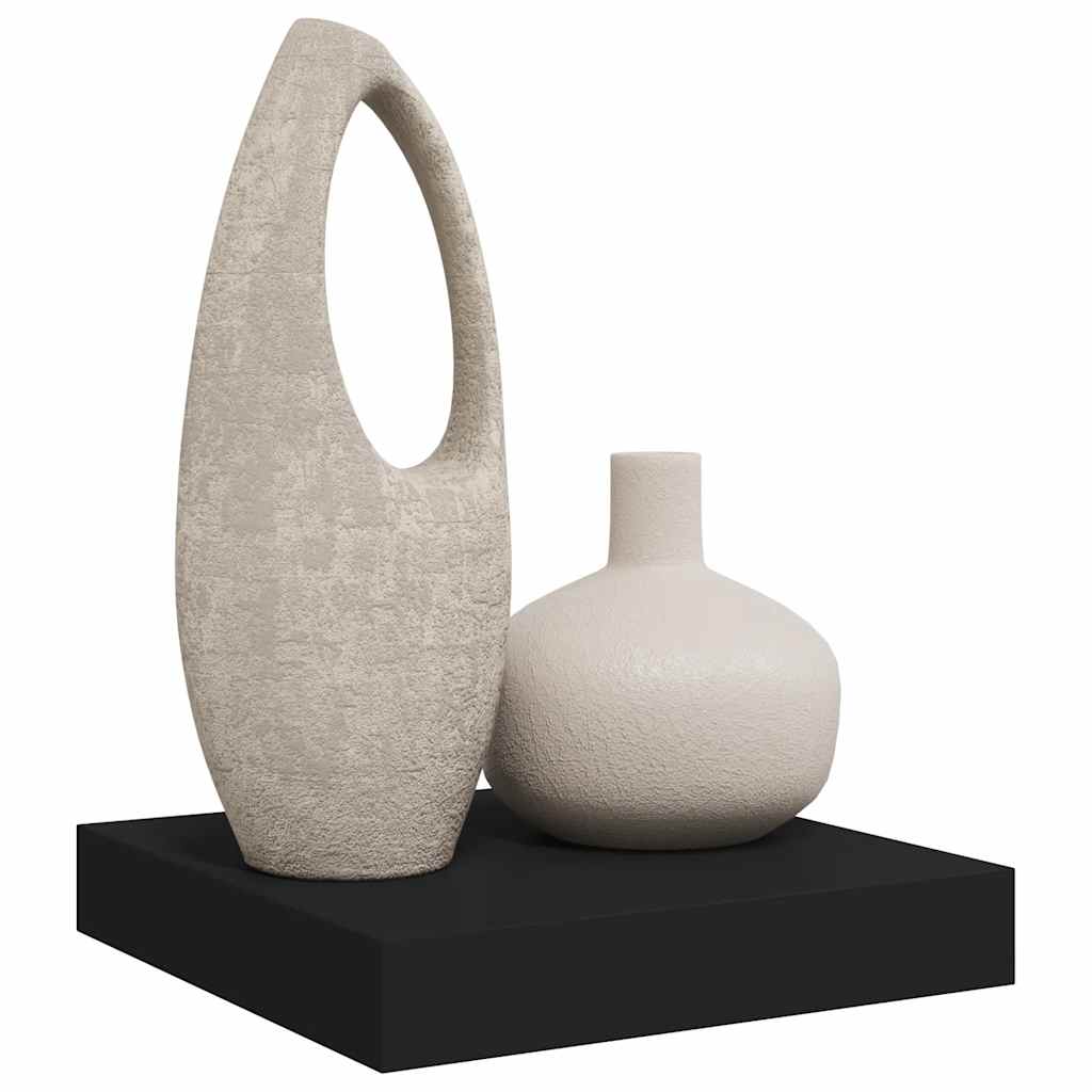 Floating Wall Shelf Black 23x23.5x3.8 cm MDF