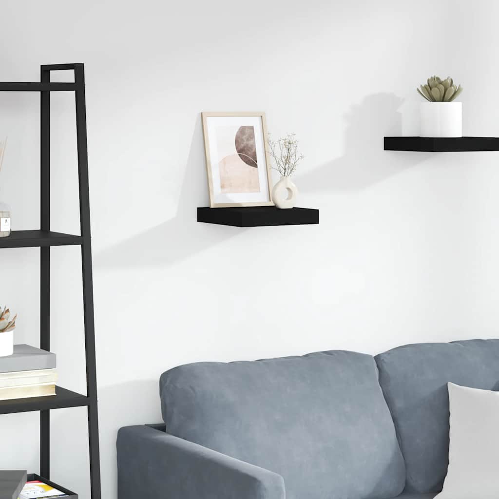 Floating Wall Shelf Black 23x23.5x3.8 cm MDF