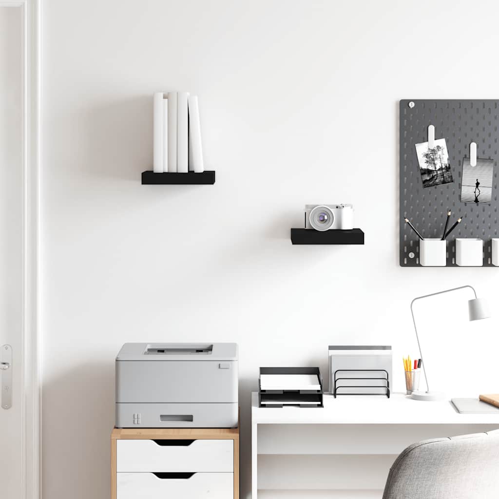 Floating Wall Shelves 2 pcs Black 23x23.5x3.8 cm MDF