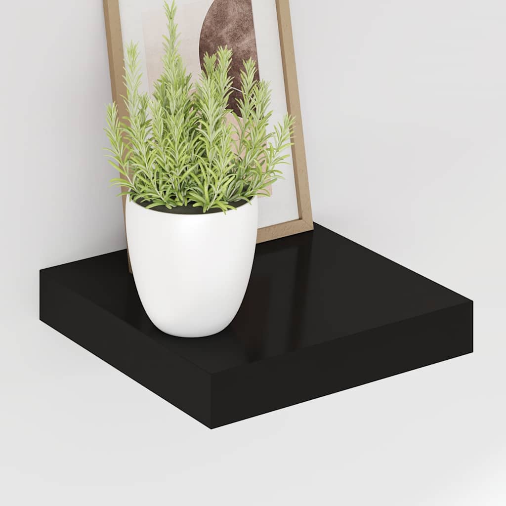 Floating Wall Shelves 2 pcs Black 23x23.5x3.8 cm MDF