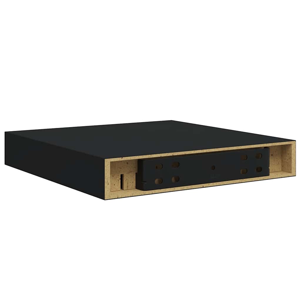 Floating Wall Shelves 2 pcs Black 23x23.5x3.8 cm MDF