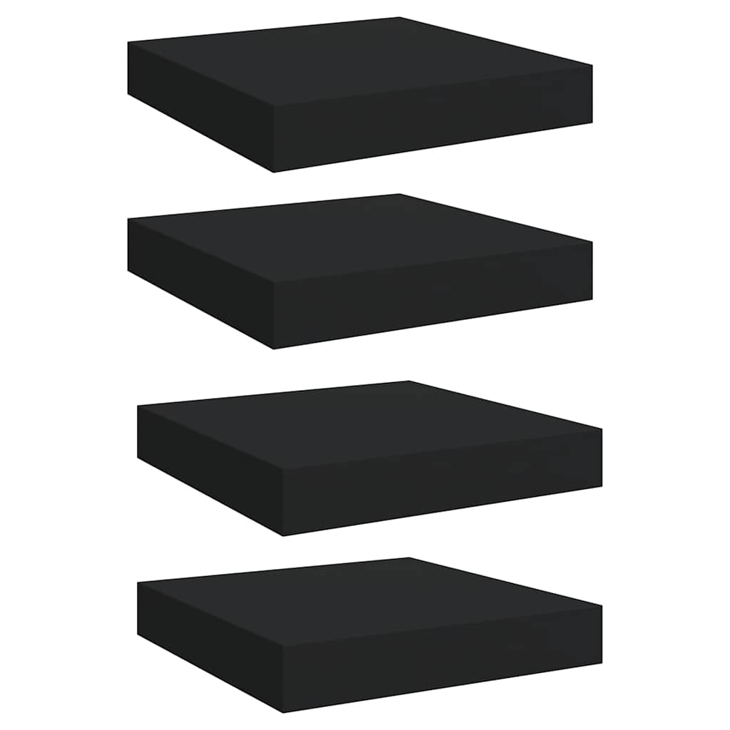 Floating Wall Shelves 4 pcs Black 23x23.5x3.8 cm MDF