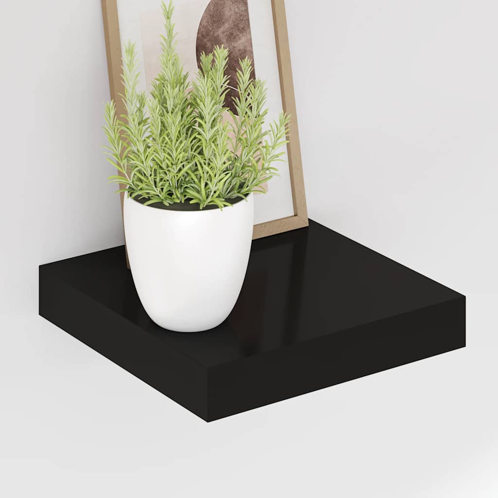 Floating Wall Shelves 4 pcs Black 23x23.5x3.8 cm MDF