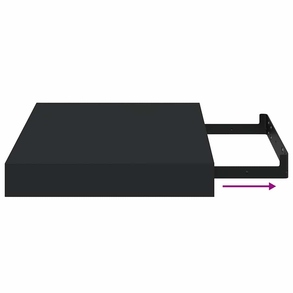 323825 vidaXL Floating Wall Shelves 4 pcs Black 23x23,5x3,8 cm MDF