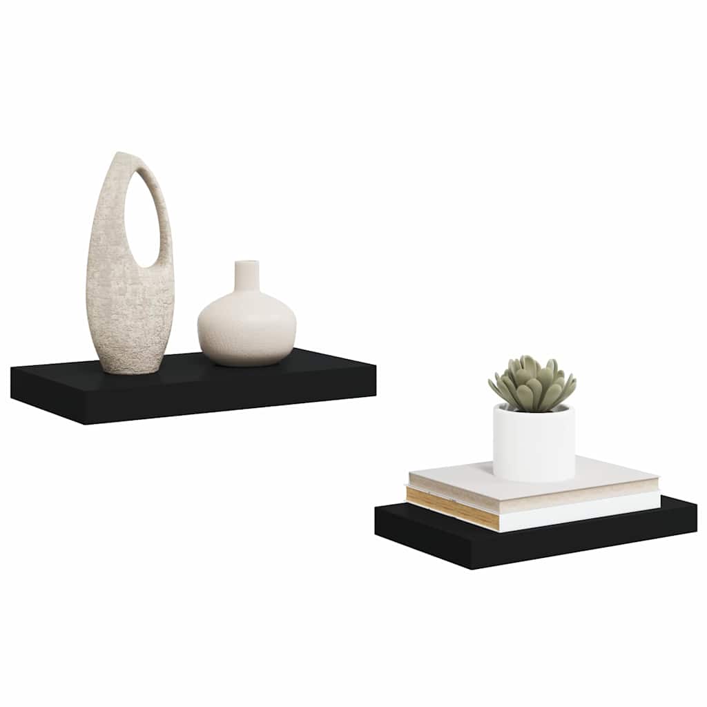 Floating Wall Shelves 2 pcs Black 40x23x3.8 cm MDF
