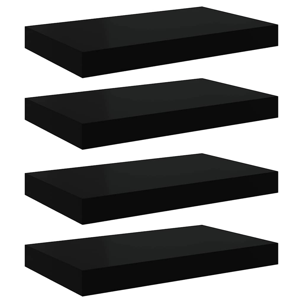 Floating Wall Shelves 4 pcs Black 40x23x3.8 cm MDF