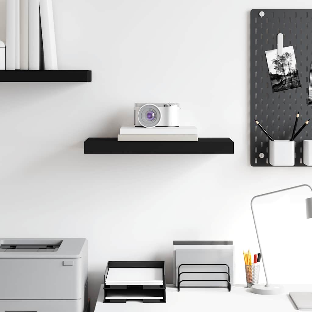 Floating Wall Shelf Black 50x23x3.8 cm MDF