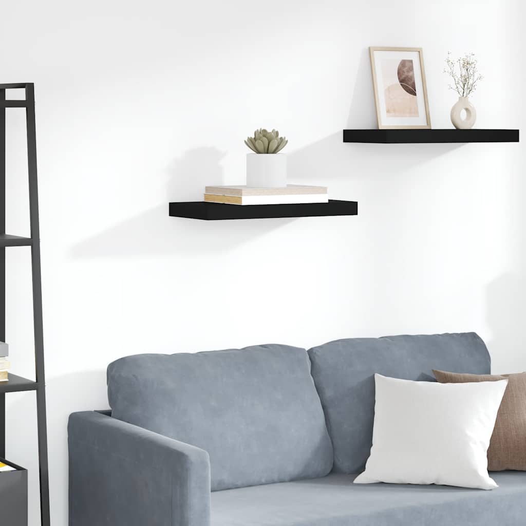 Floating Wall Shelf Black 50x23x3.8 cm MDF