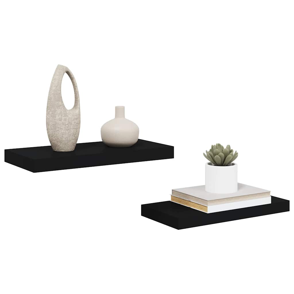Floating Wall Shelves 2 pcs Black 50x23x3.8 cm MDF