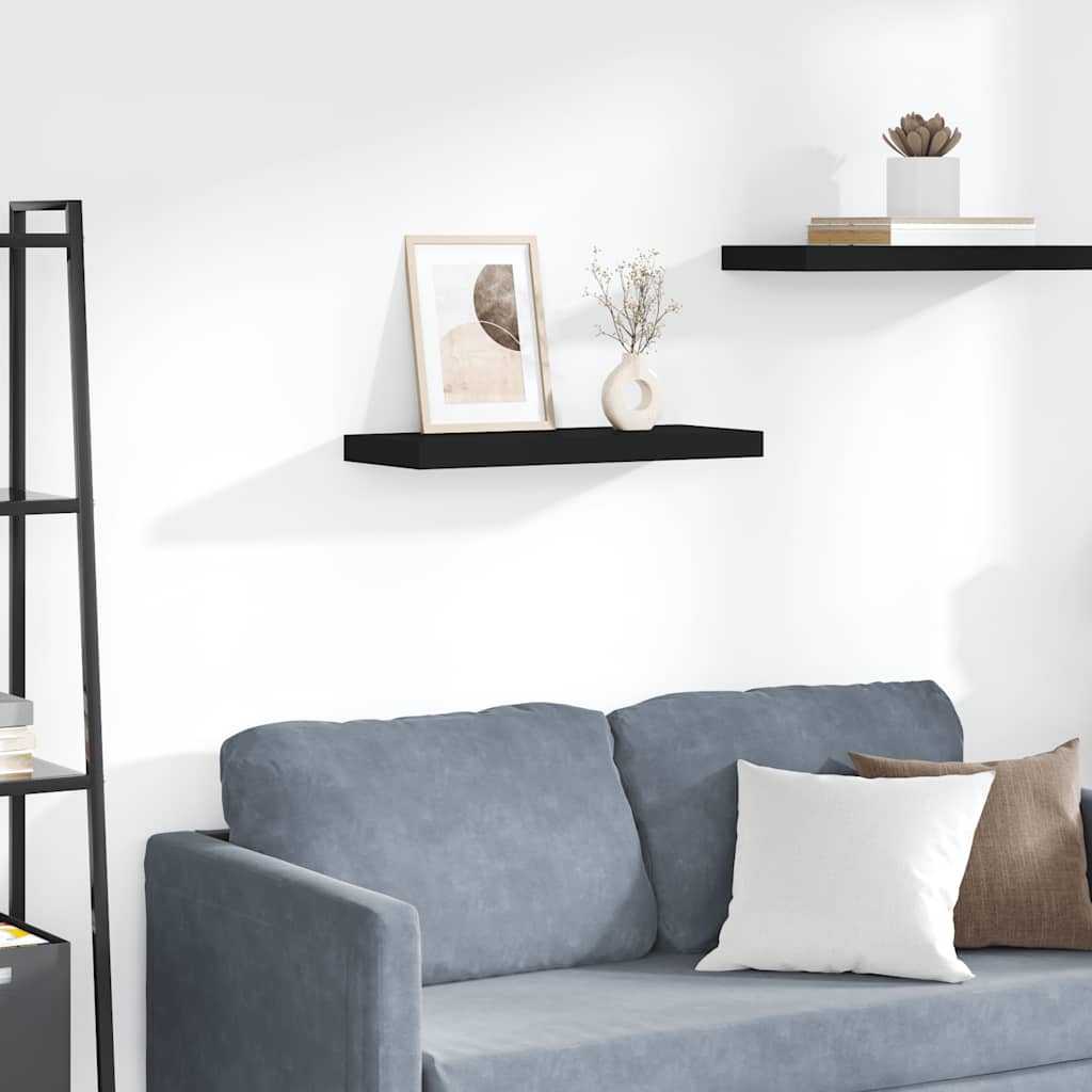Floating Wall Shelf Black 60x23.5x3.8 cm MDF