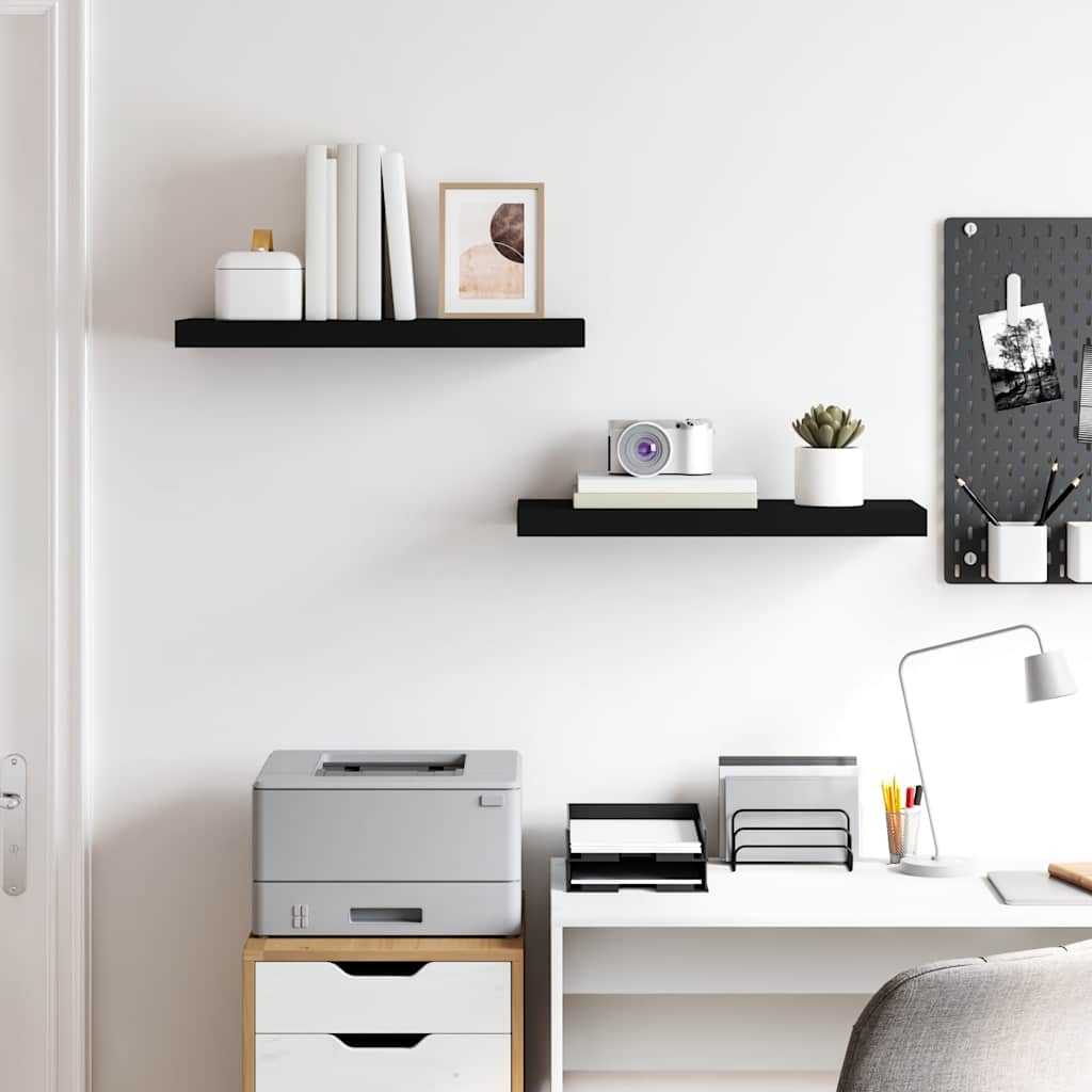 Floating Wall Shelves 2 pcs Black 60x23.5x3.8 cm MDF