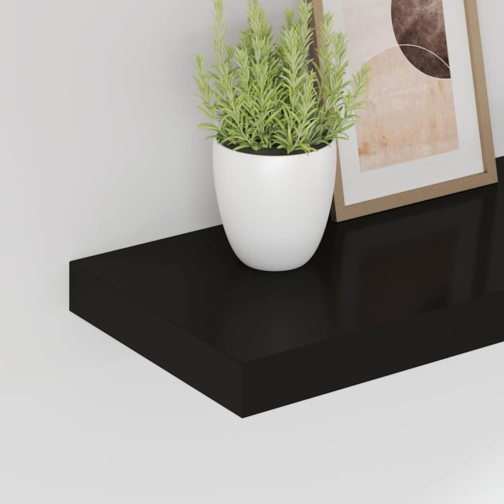 Floating Wall Shelf Black 80x23.5x3.8 cm MDF