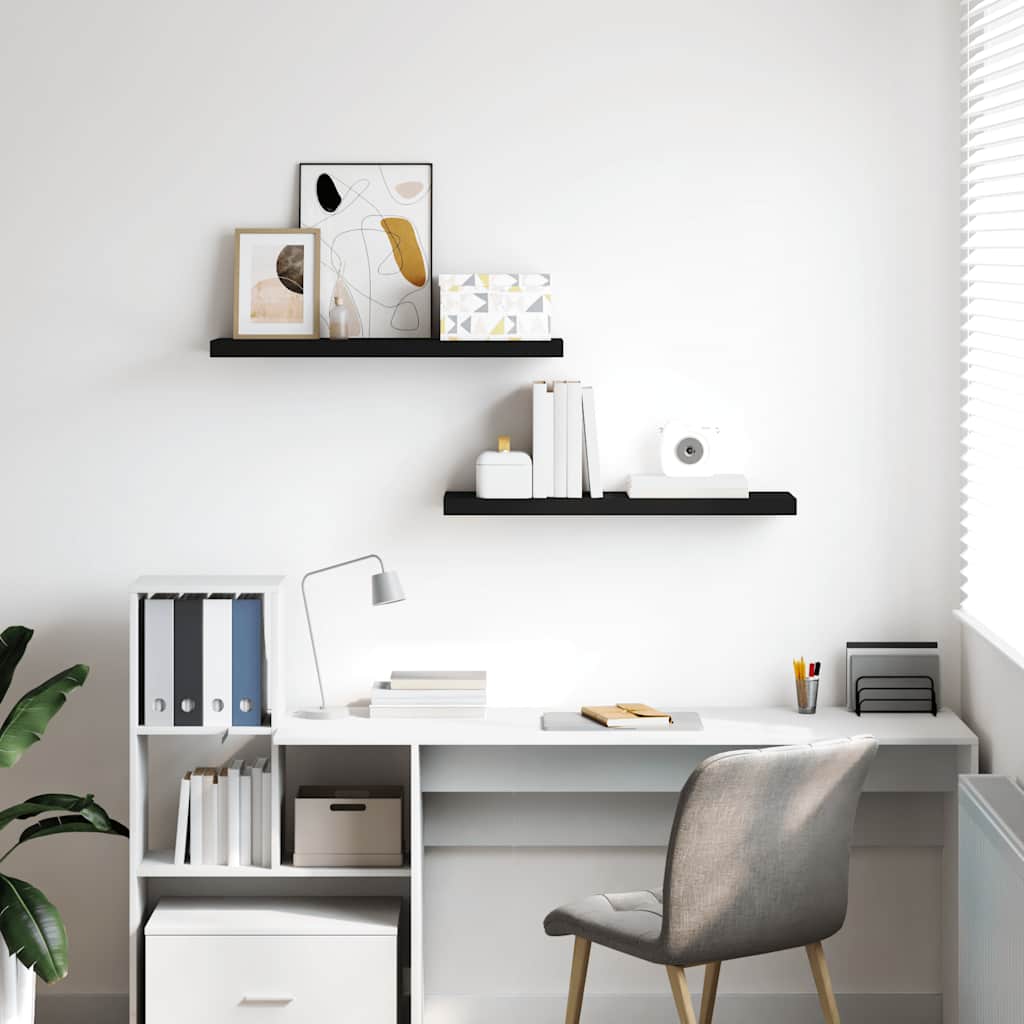Floating Wall Shelves 2 pcs Black 80x23.5x3.8 cm MDF