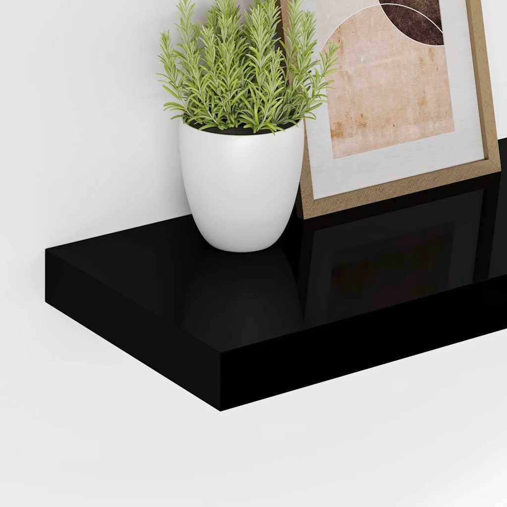 Floating Wall Shelf Black 90x23.5x3.8 cm MDF