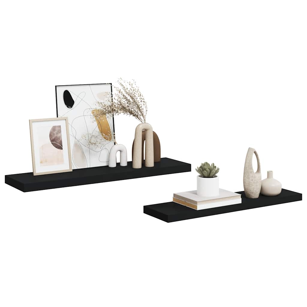 Floating Wall Shelves 2 pcs Black 90x23.5x3.8 cm MDF