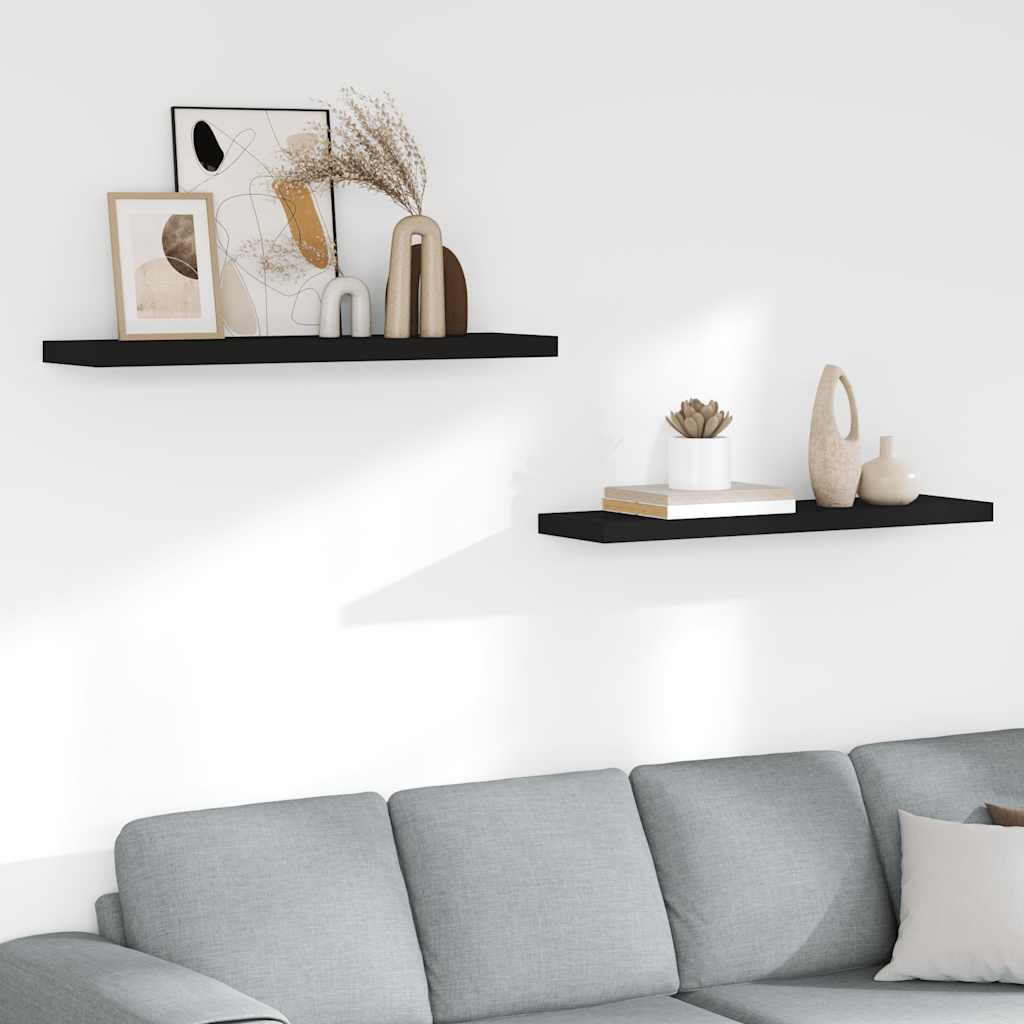 Floating Wall Shelves 2 pcs Black 90x23.5x3.8 cm MDF