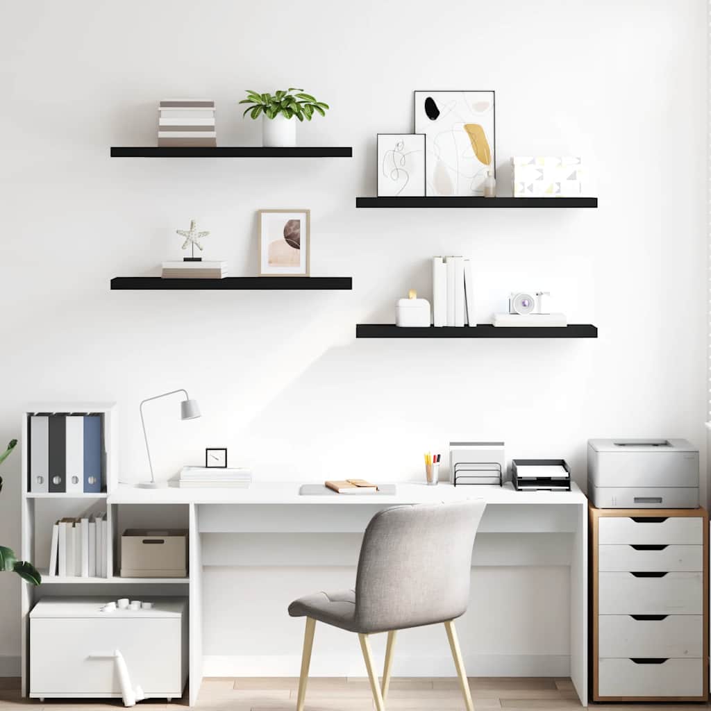 Floating Wall Shelves 4 pcs Black 90x23.5x3.8 cm MDF
