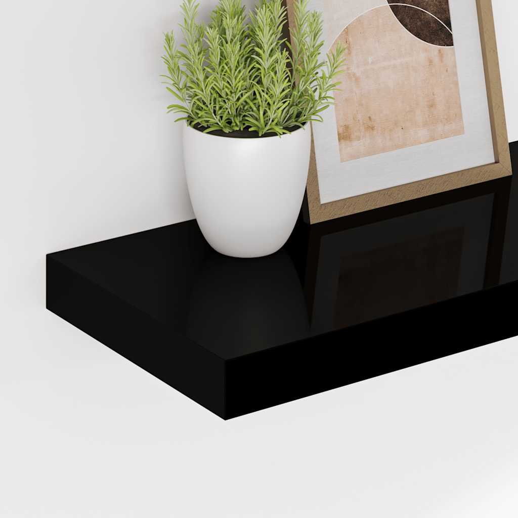 Floating Wall Shelf Black 120x23.5x3.8 cm MDF