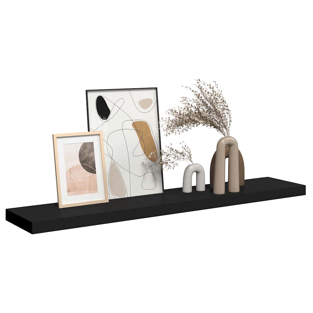 Floating Wall Shelf Black 120x23.5x3.8 cm MDF