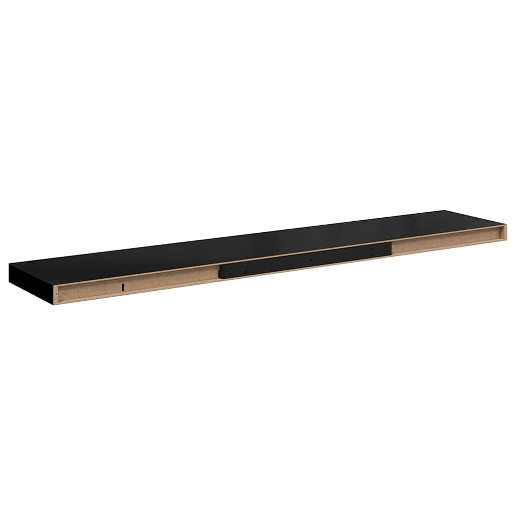 Floating Wall Shelf Black 120x23.5x3.8 cm MDF