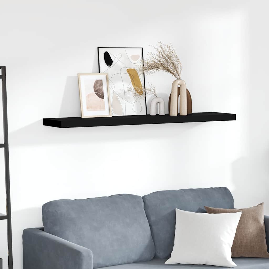 Floating Wall Shelf Black 120x23.5x3.8 cm MDF