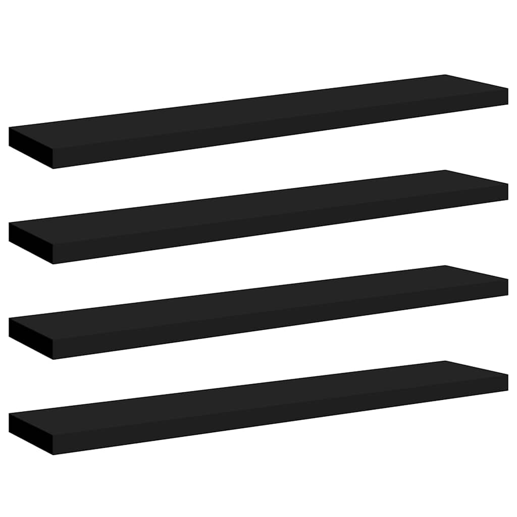 Floating Wall Shelves 4 pcs Black 120x23.5x3.8 cm MDF