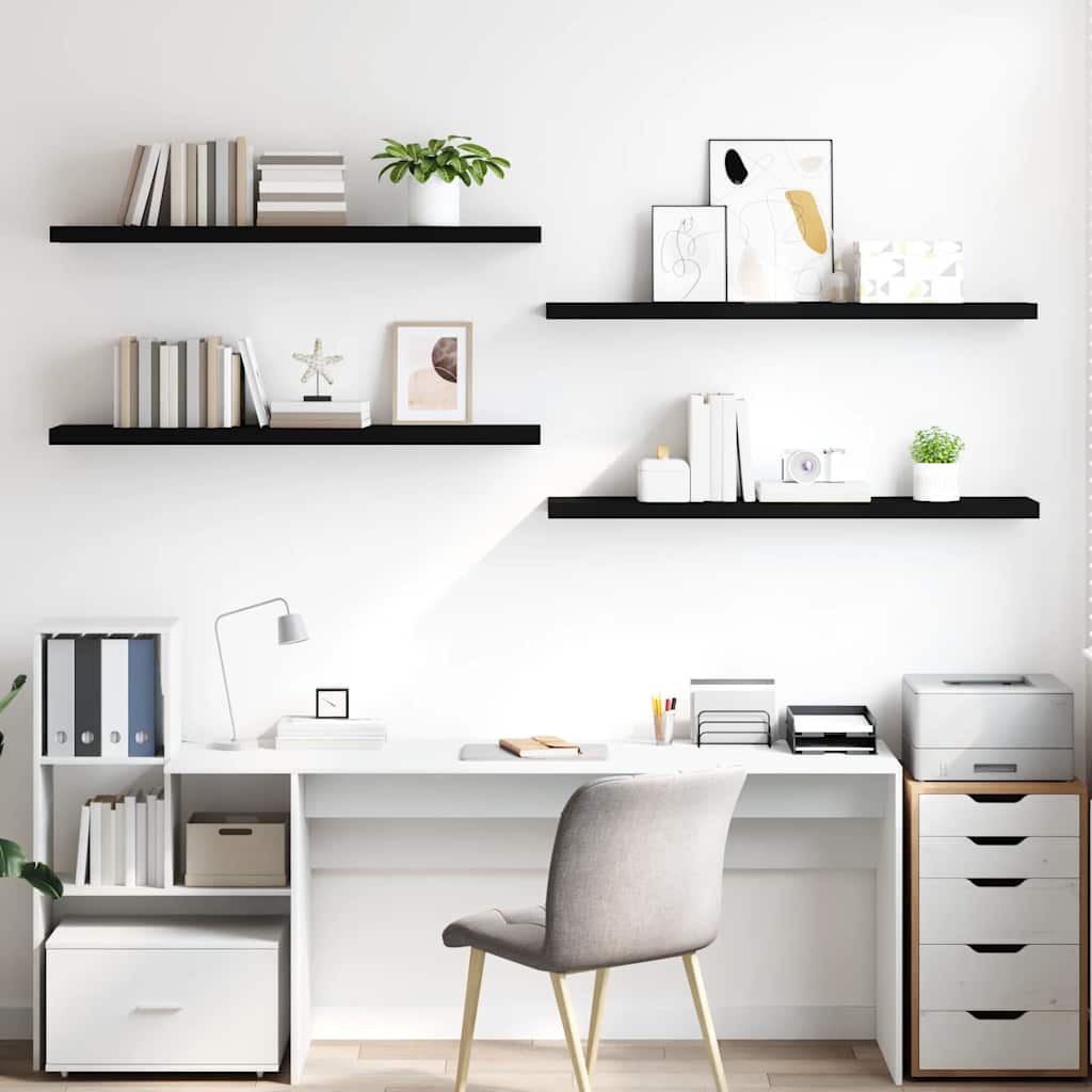 Floating Wall Shelves 4 pcs Black 120x23.5x3.8 cm MDF