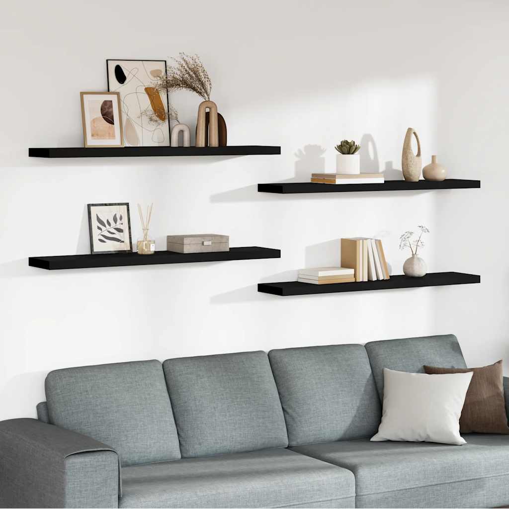 Floating Wall Shelves 4 pcs Black 120x23.5x3.8 cm MDF
