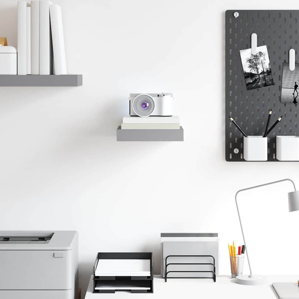 323844 vidaXL Floating Wall Shelf Grey 23x23,5x3,8 cm MDF