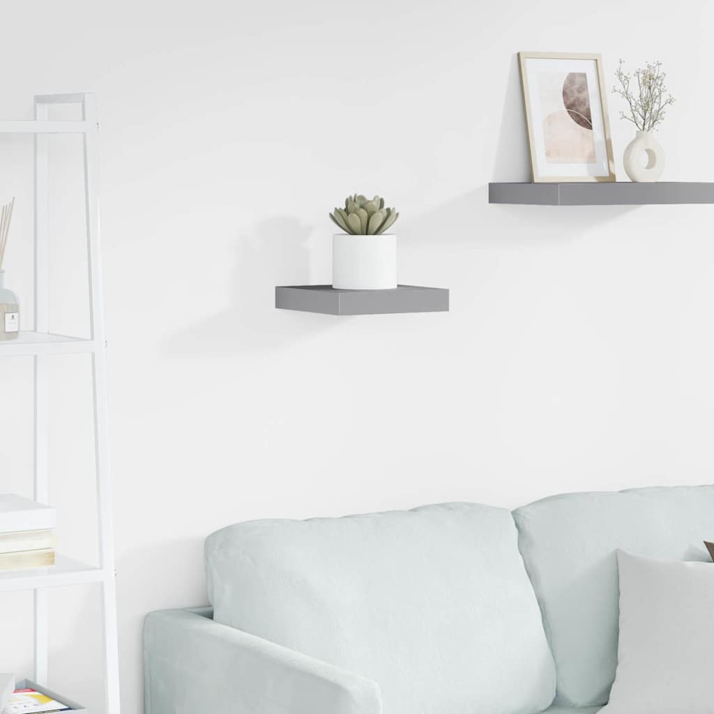 323844 vidaXL Floating Wall Shelf Grey 23x23,5x3,8 cm MDF