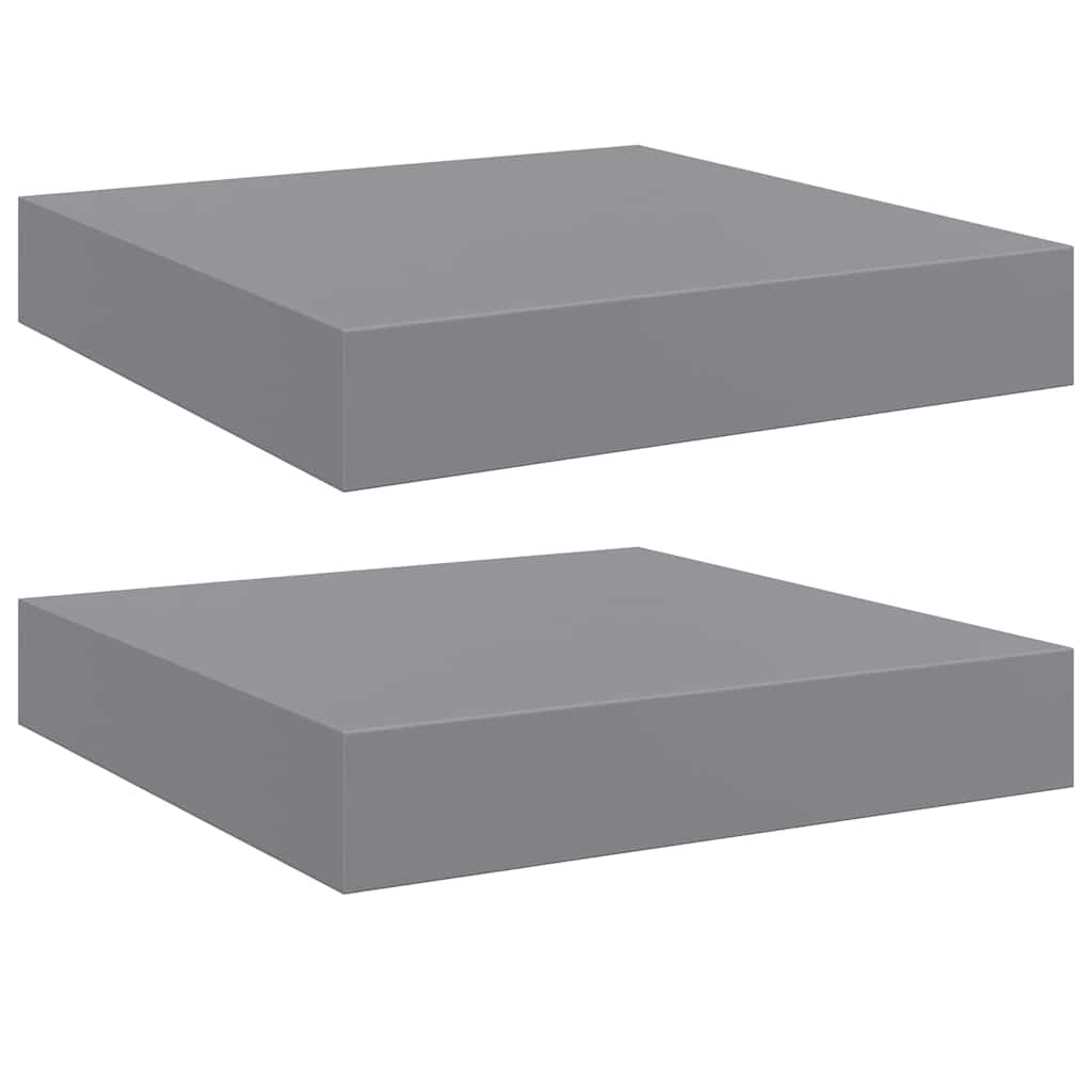 Floating Wall Shelves 2 pcs Grey 23x23.5x3.8 cm MDF