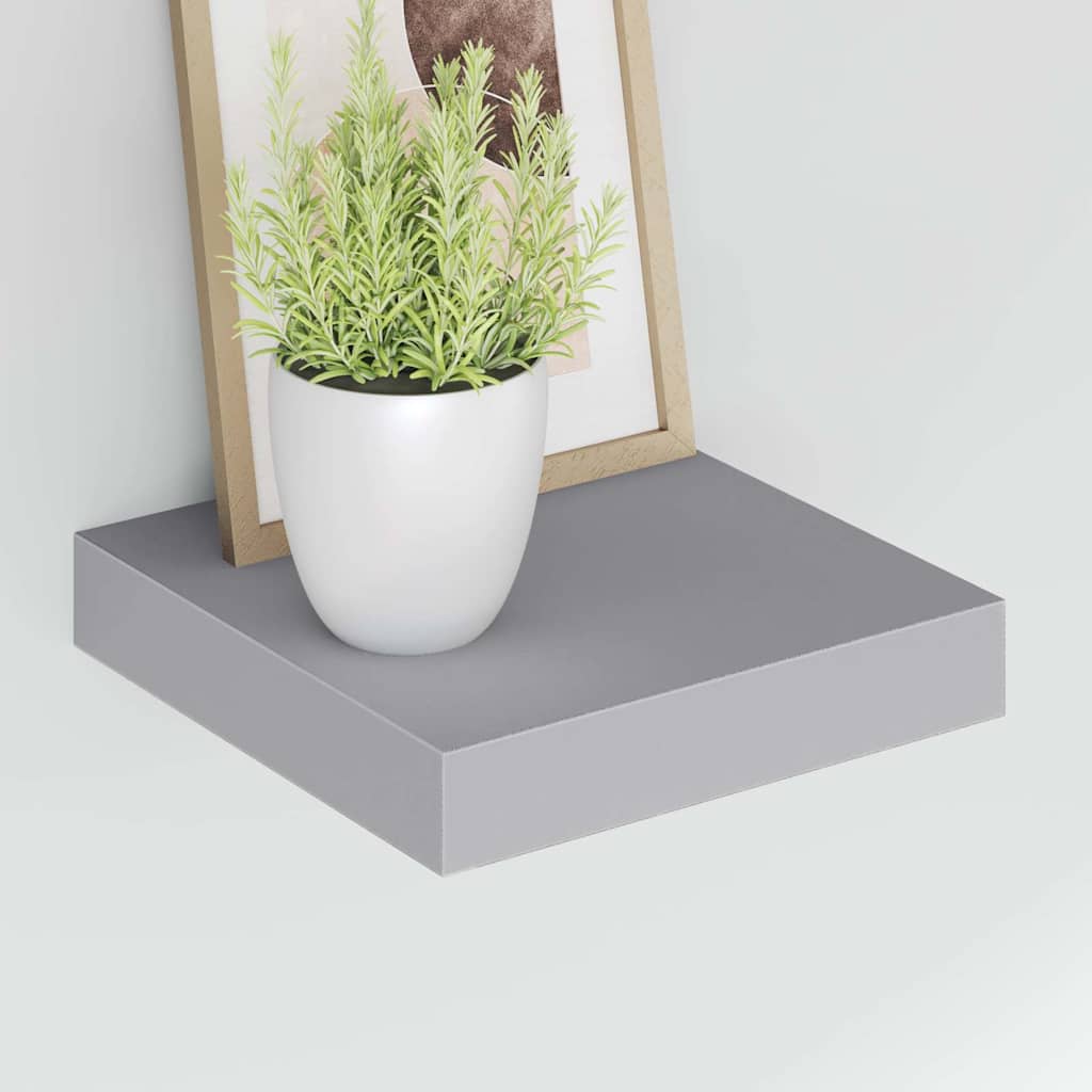 Floating Wall Shelves 2 pcs Grey 23x23.5x3.8 cm MDF
