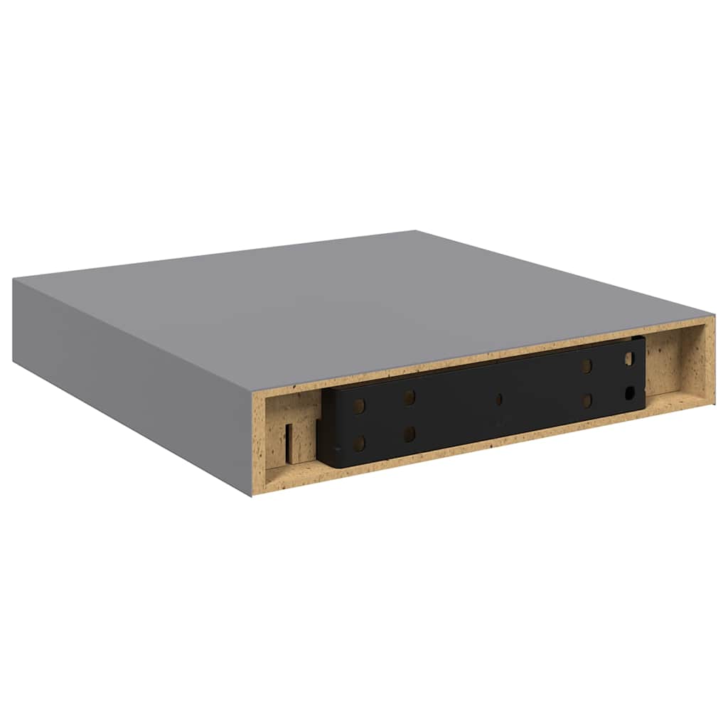 Floating Wall Shelves 2 pcs Grey 23x23.5x3.8 cm MDF