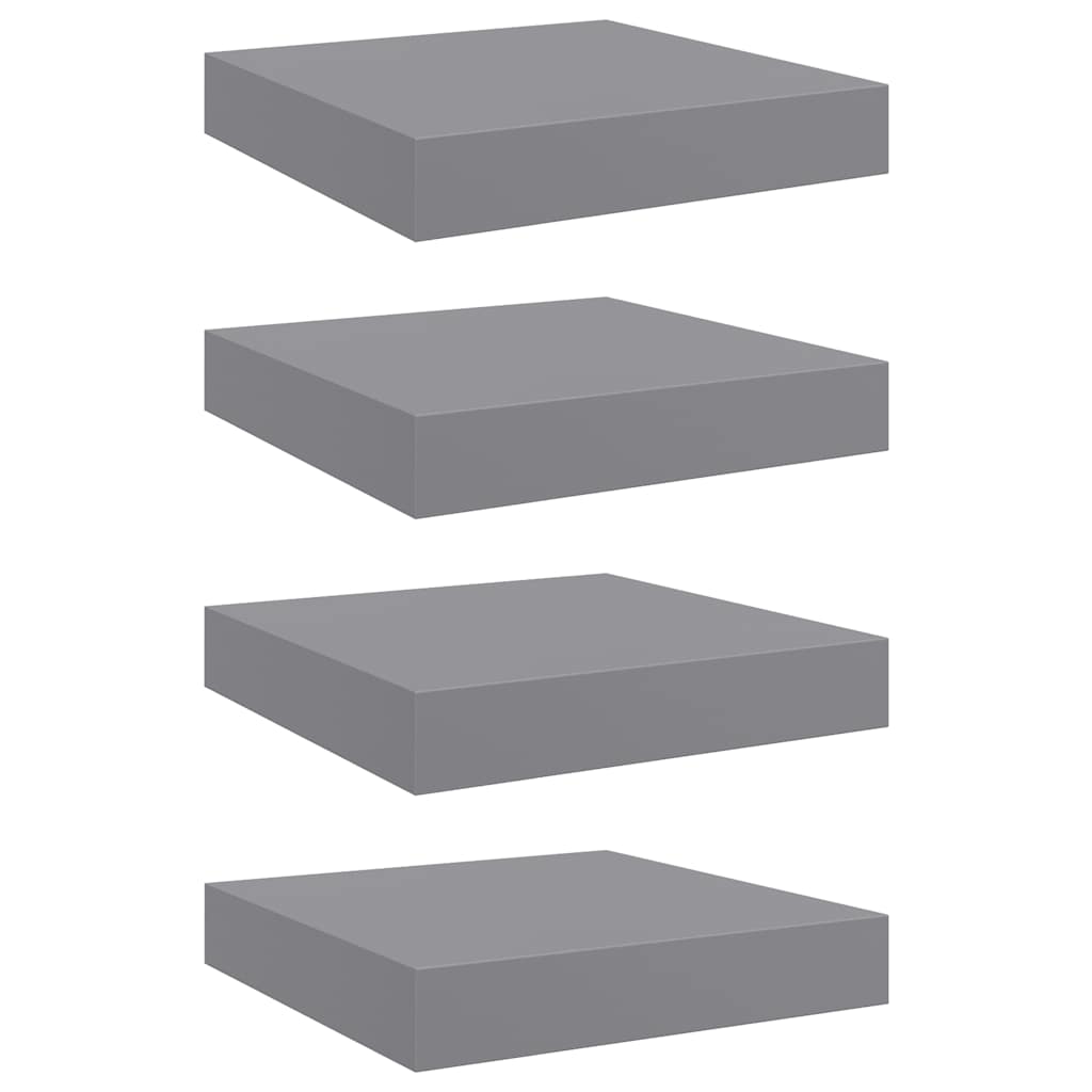 Floating Wall Shelves 4 pcs Grey 23x23.5x3.8 cm MDF