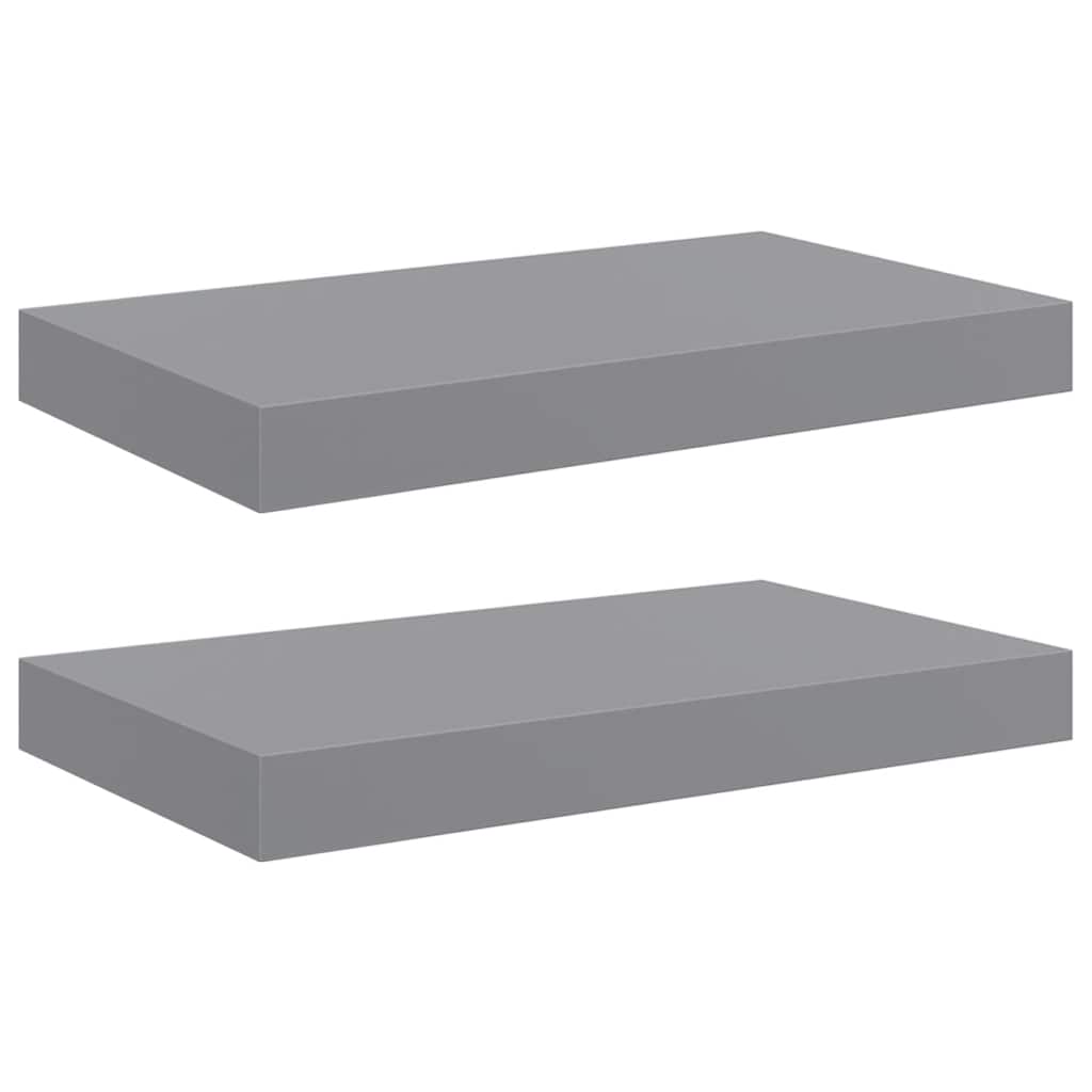 Floating Wall Shelves 2 pcs Grey 40x23x3.8 cm MDF