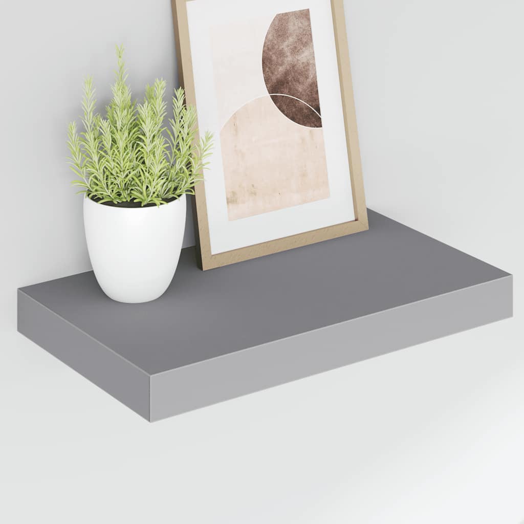 Floating Wall Shelves 2 pcs Grey 40x23x3.8 cm MDF