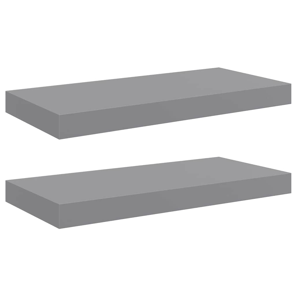Floating Wall Shelves 2 pcs Grey 50x23x3.8 cm MDF