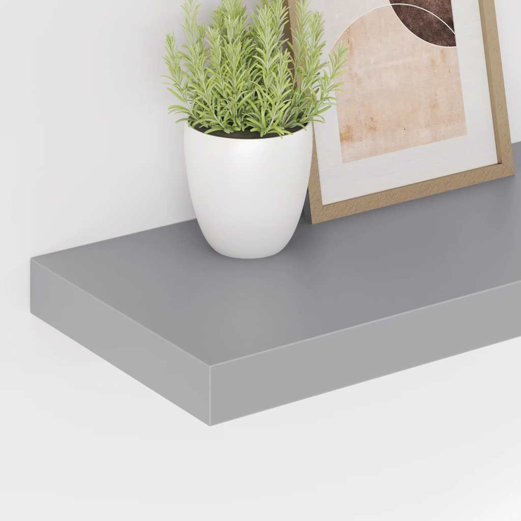 Floating Wall Shelves 2 pcs Grey 50x23x3.8 cm MDF