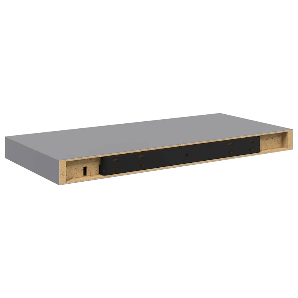 Floating Wall Shelves 2 pcs Grey 50x23x3.8 cm MDF
