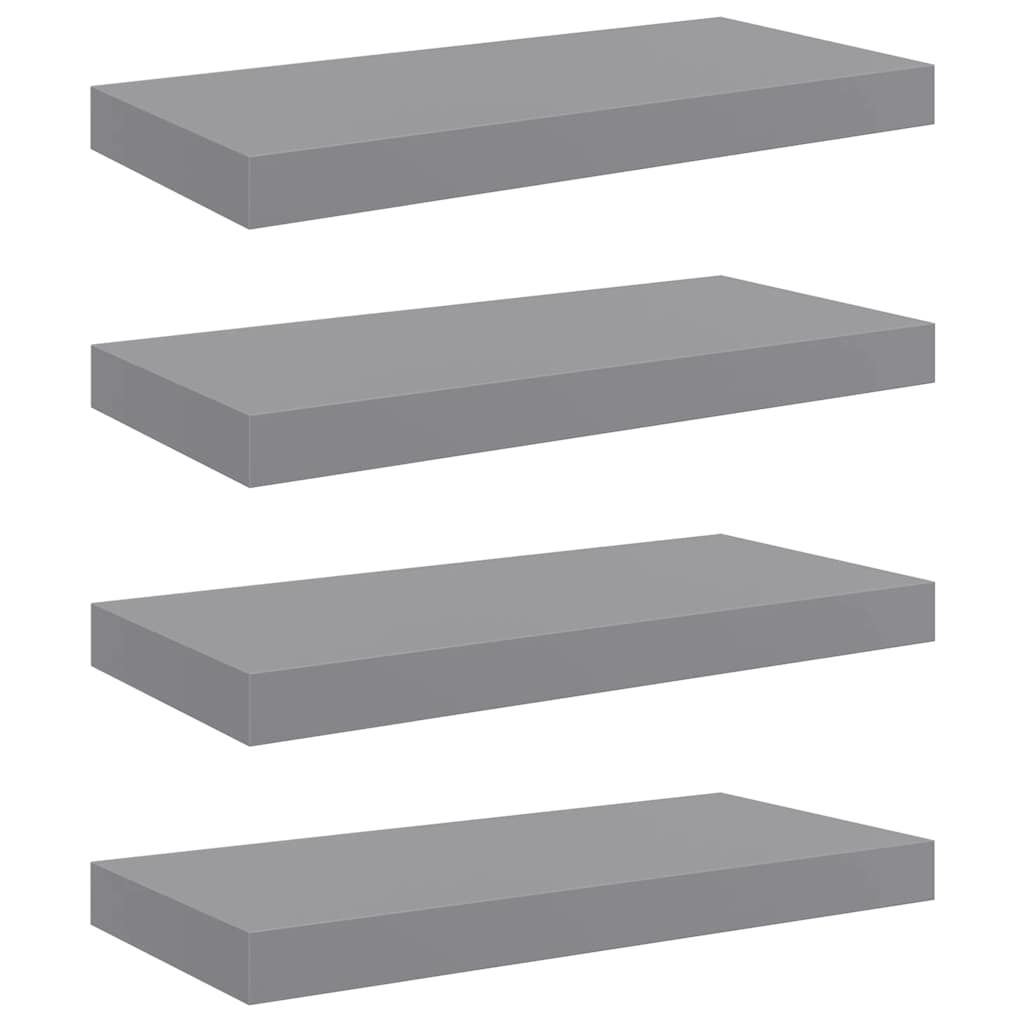 Floating Wall Shelves 4 pcs Grey 50x23x3.8 cm MDF